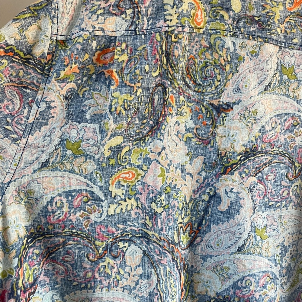 Tommy Bahama Men's Paisley Button-Down Shirt in Blue, Green, Orange - Picture 4 of 8